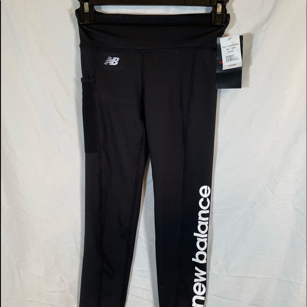 NWT New Balance Girls 7-8 Small Black  Performance Leggings